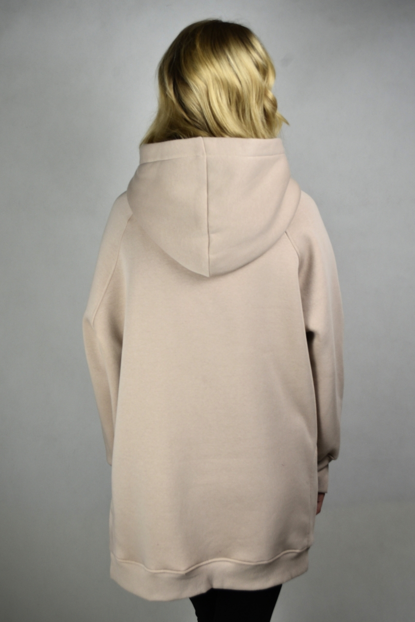 Beżowa bluza ciążowa z kapturem - obrazek 5