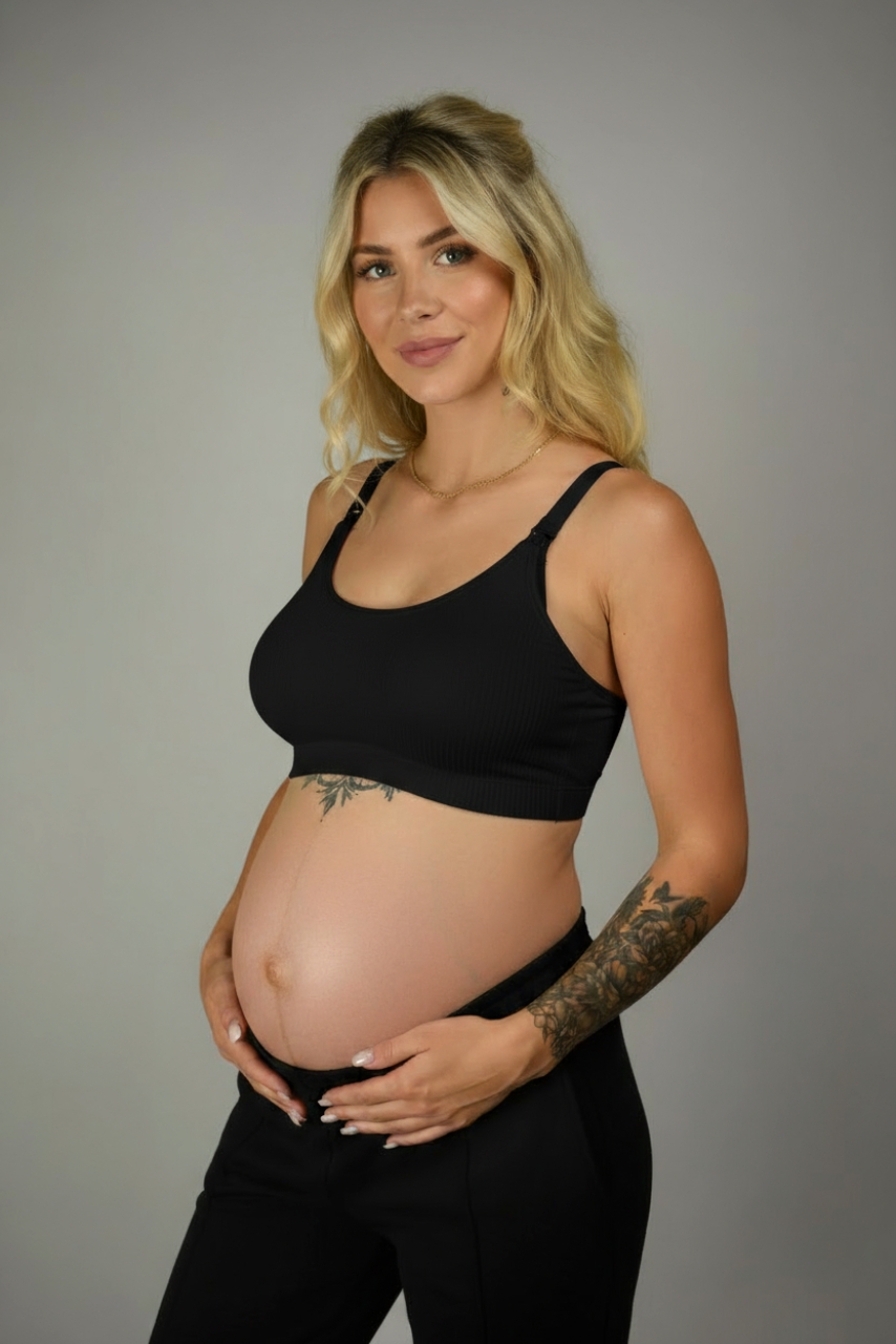 Czarny biustonosz do karmienia bawełniany