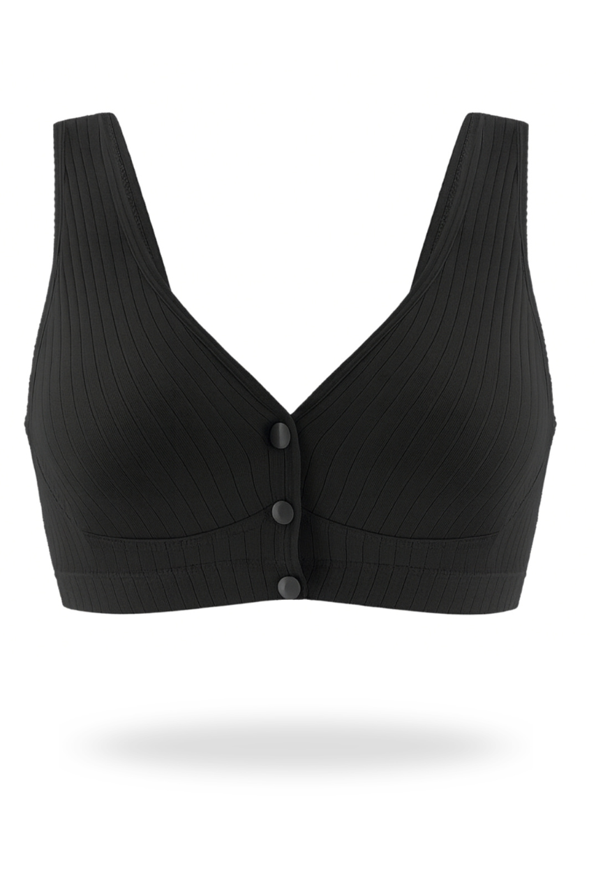 Czarny biustonosz do karmienia zapinany z przodu