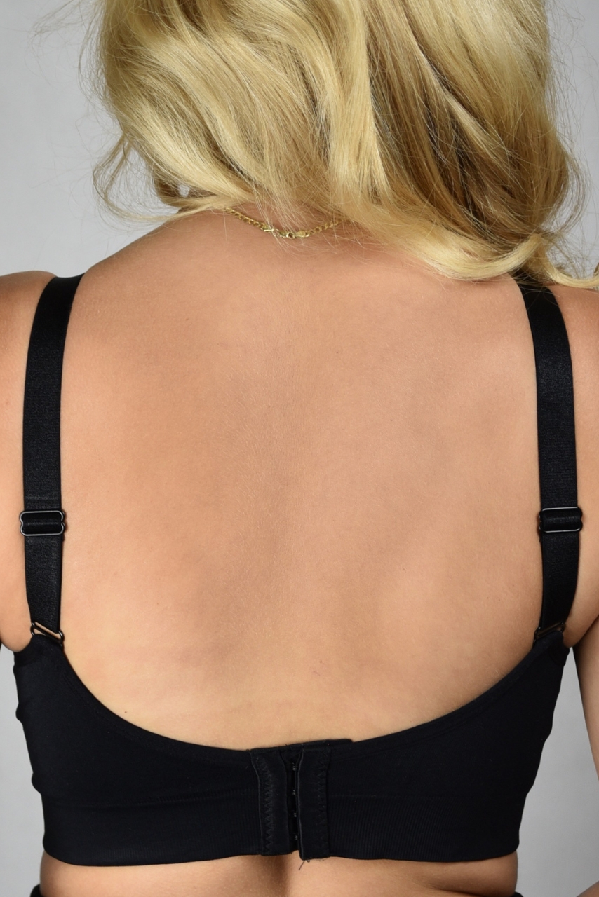 Czarny sportowy biustonosz do karmienia z marszczeniem - obrazek 7