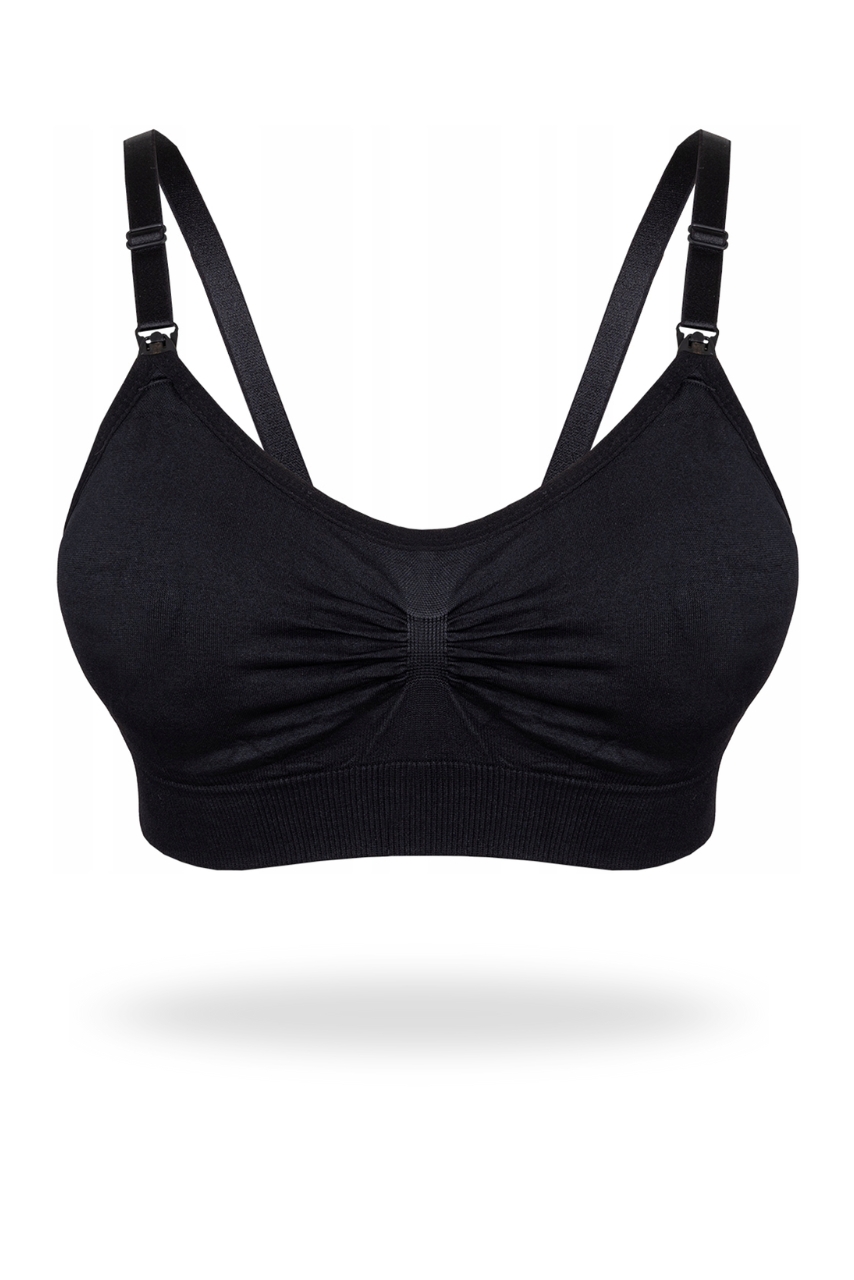 Czarny sportowy biustonosz do karmienia z marszczeniem - obrazek 8