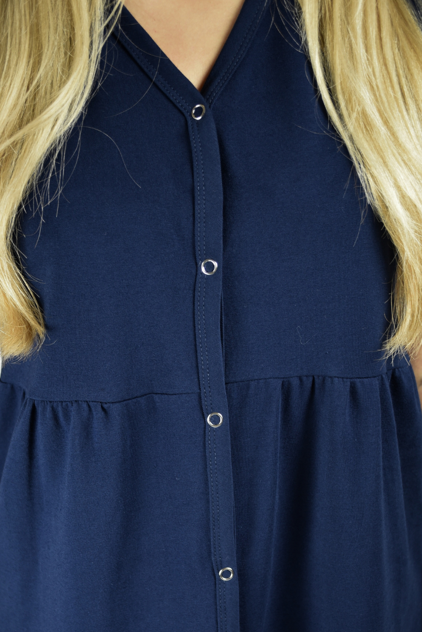 Granatowa koszula do porodu rozpinana na całej długości - obrazek 8