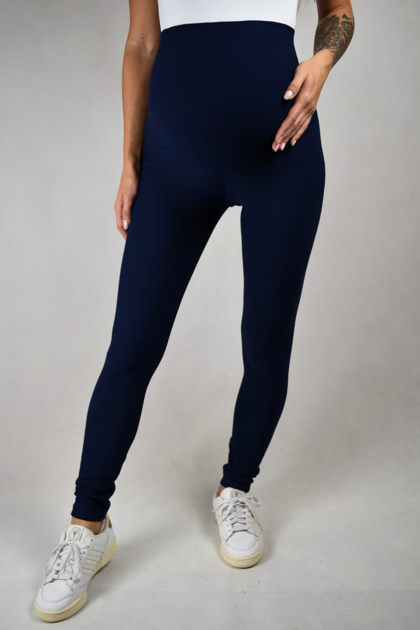 Granatowe legginsy ocieplane ciążowe - obrazek 5