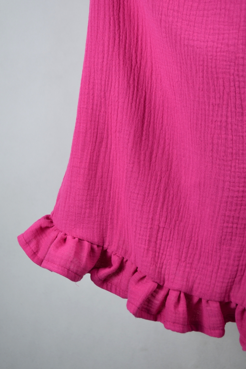 Różowa muślinowa sukienka do karmienia rozpinana na całej długości - obrazek 7