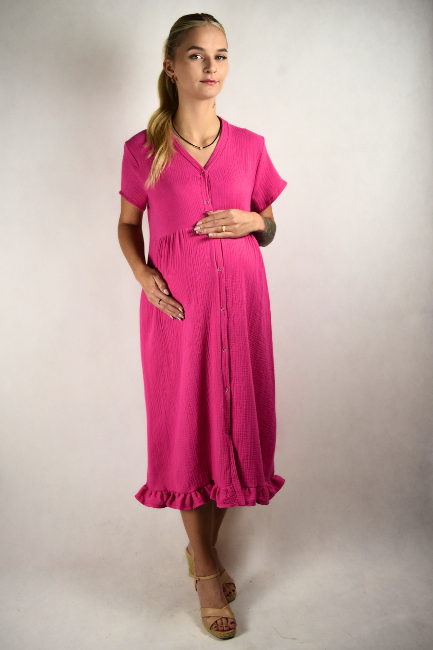 Różowa muślinowa sukienka do karmienia