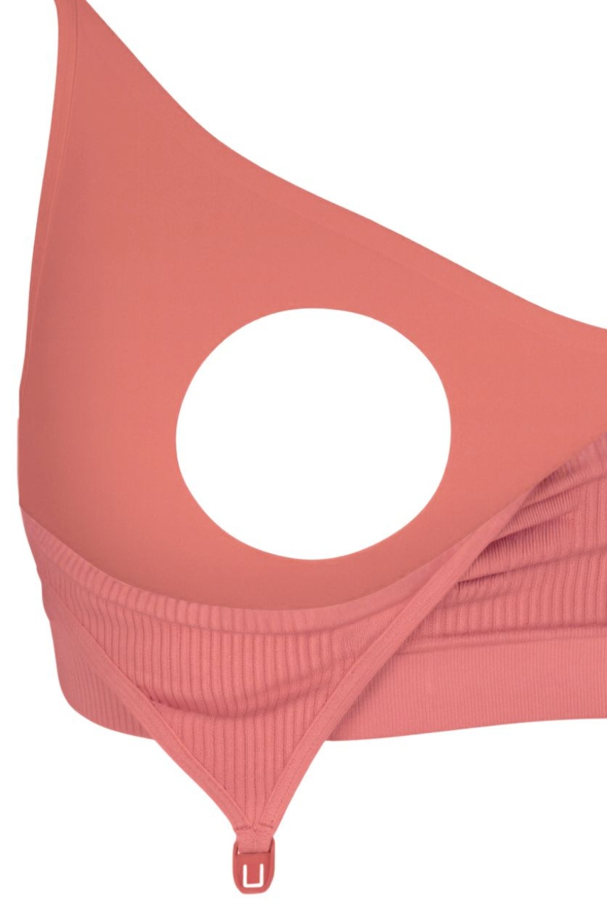 Dwuwarstwowy koralowy biustonosz do karmienia bez fiszbin - obrazek 2