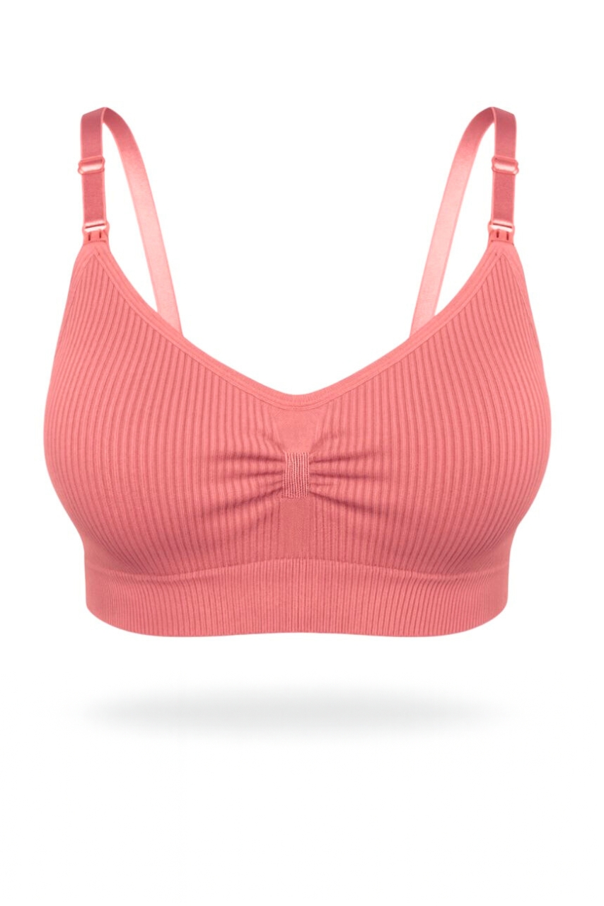 Dwuwarstwowy koralowy biustonosz do karmienia bez fiszbin - obrazek 4