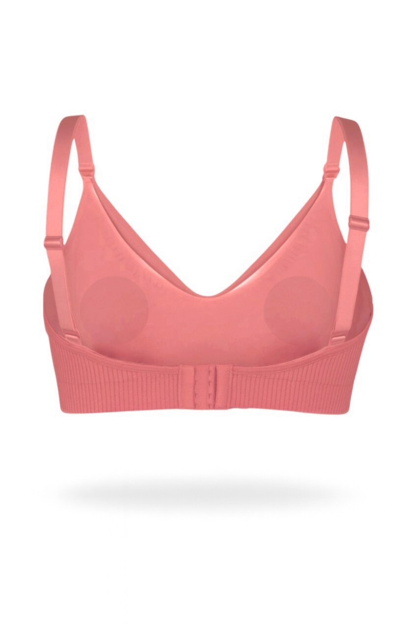 Dwuwarstwowy koralowy biustonosz do karmienia bez fiszbin - obrazek 3