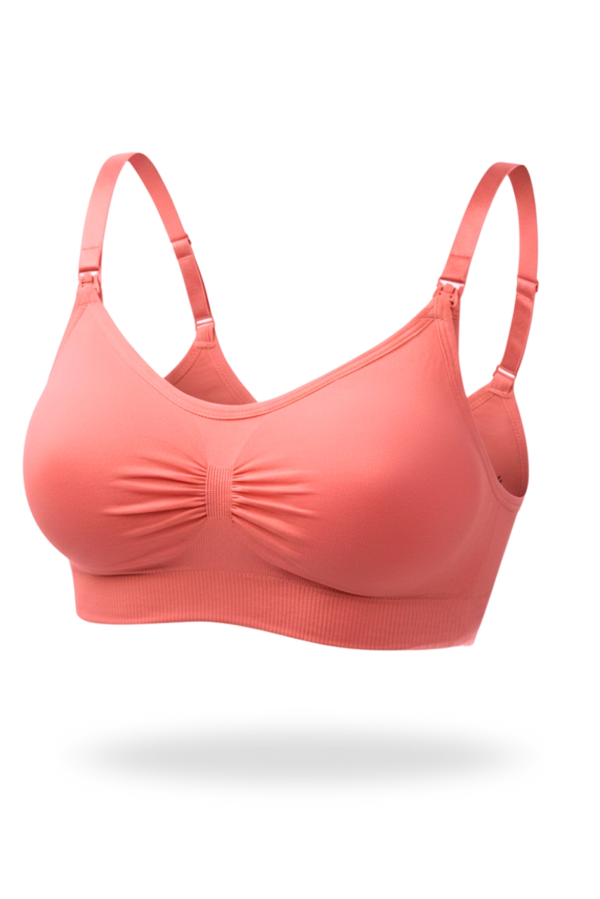 Koralowy sportowy biustonosz do karmienia