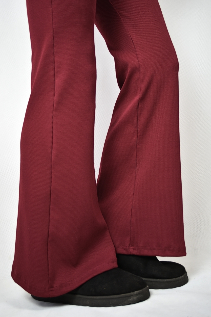 Szerokie legginsy ciążowe prążkowane bordowe - obrazek 13