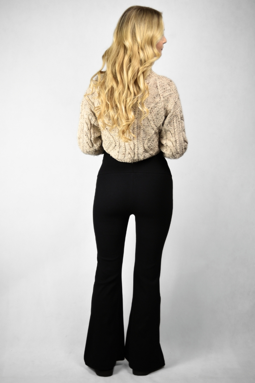 Szerokie legginsy ciążowe prążkowane czarne - obrazek 7